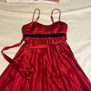 Red MIDI Dress with Black Gems